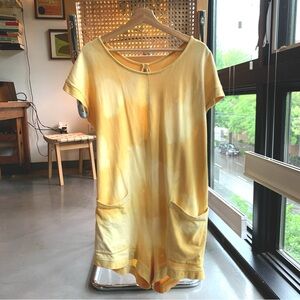 ☀️Back Beat Co M/L casual cotton romper, yellow tie dye